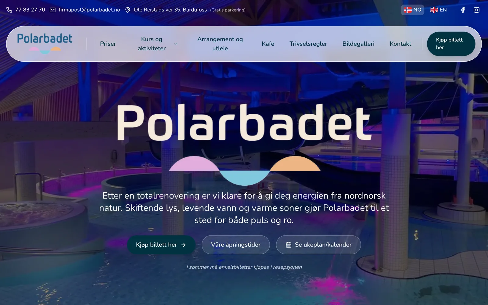Skjermbilde av polarbadet.no