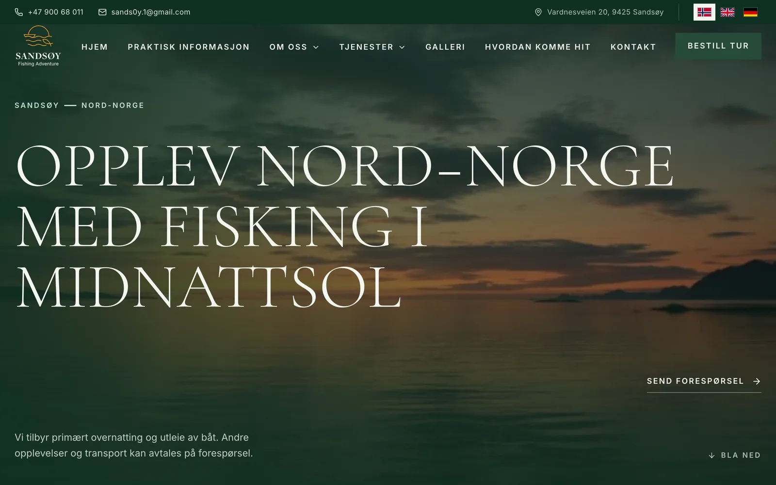 Skjermbilde av sandsoyfishing.no